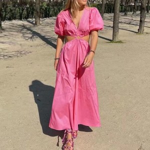 Abito sexy a manica corta con lanterna